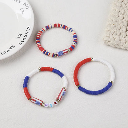 Wholesale Jewelry Ethnic Style Letter American Flag Soft Clay Bracelets