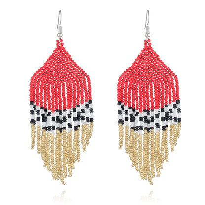 Wholesale Jewelry Ethnic Style Tassel Seed Bead Tassel Drop Earrings