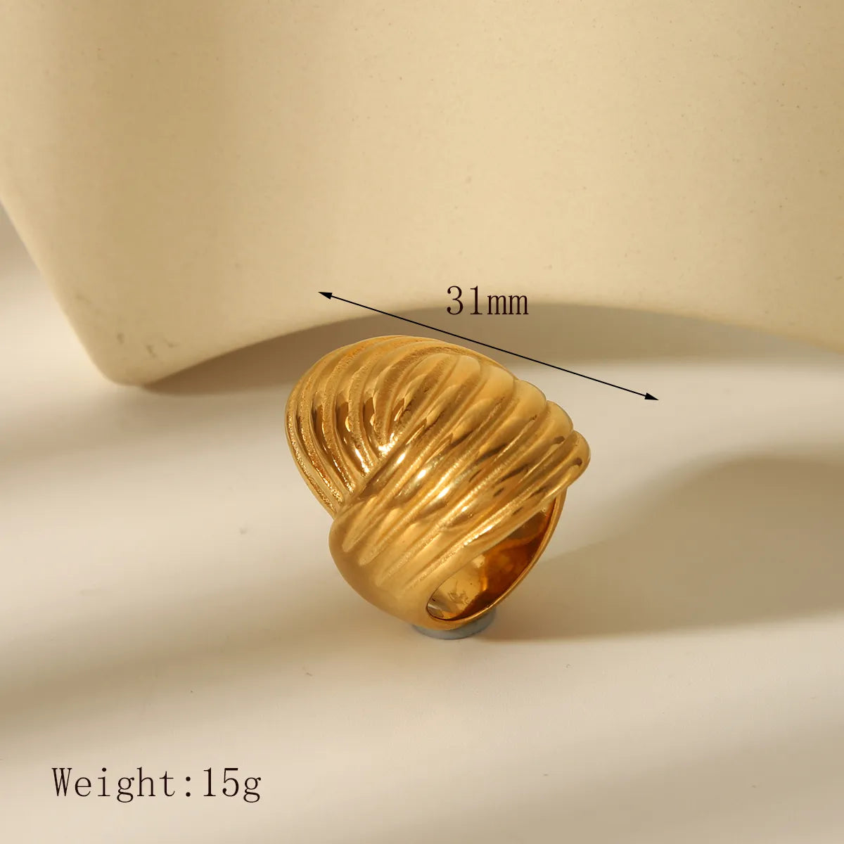 Wholesale Jewelry Exaggerated French Style Oval 304 Stainless Steel 18K Gold Plated Rings