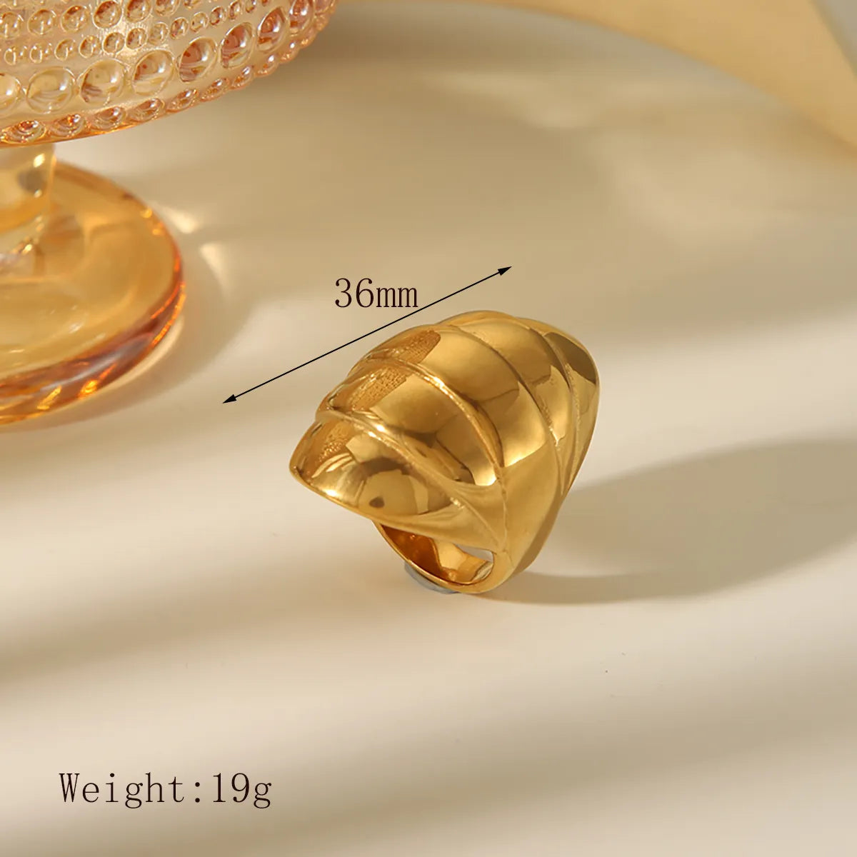 Wholesale Jewelry Exaggerated French Style Oval 304 Stainless Steel 18K Gold Plated Rings