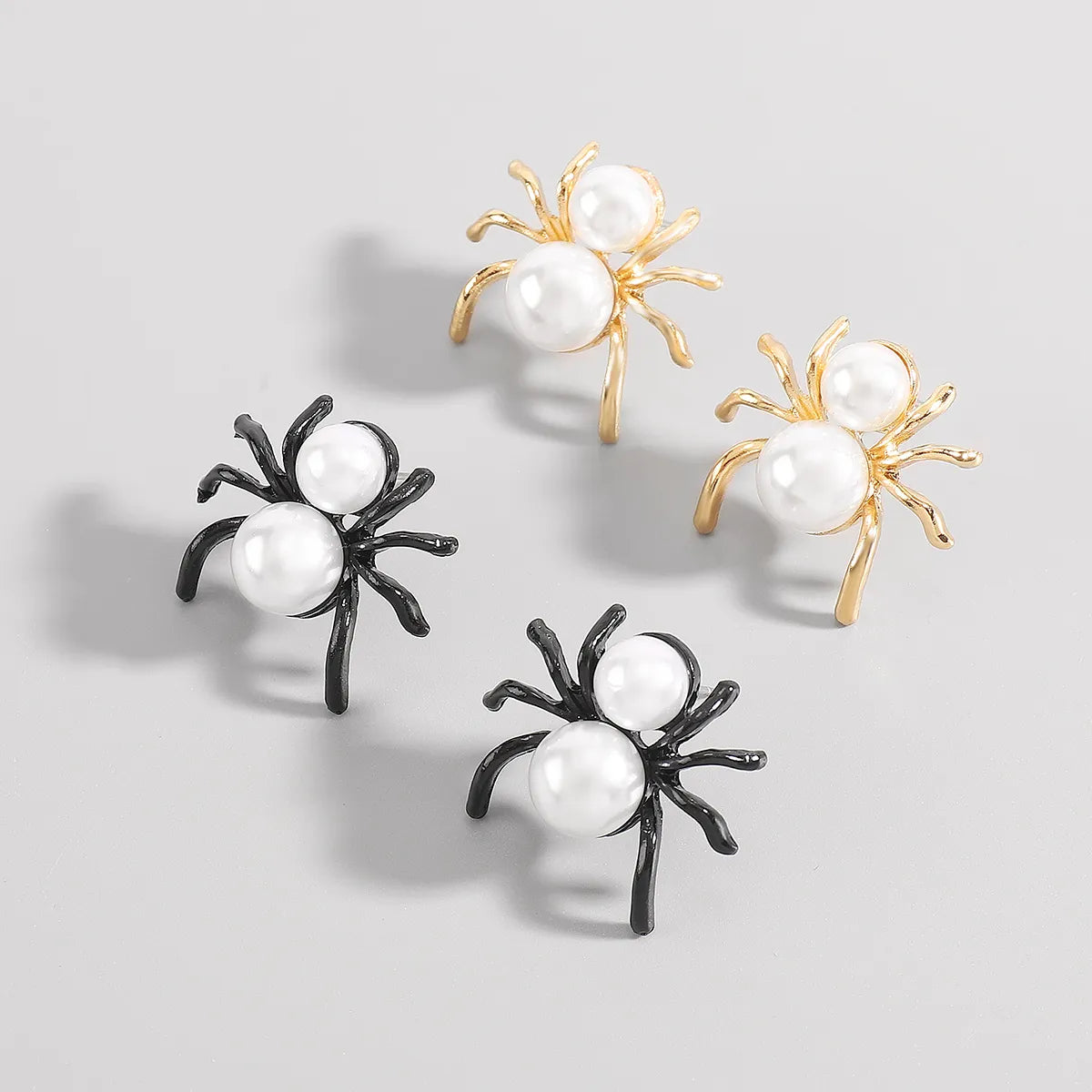 Wholesale Jewelry Exaggerated Funny Simple Style Spider Artificial Pearl Alloy Ear Studs