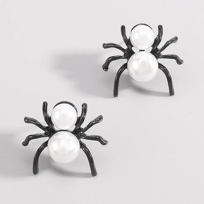 Wholesale Jewelry Exaggerated Funny Simple Style Spider Artificial Pearl Alloy Ear Studs