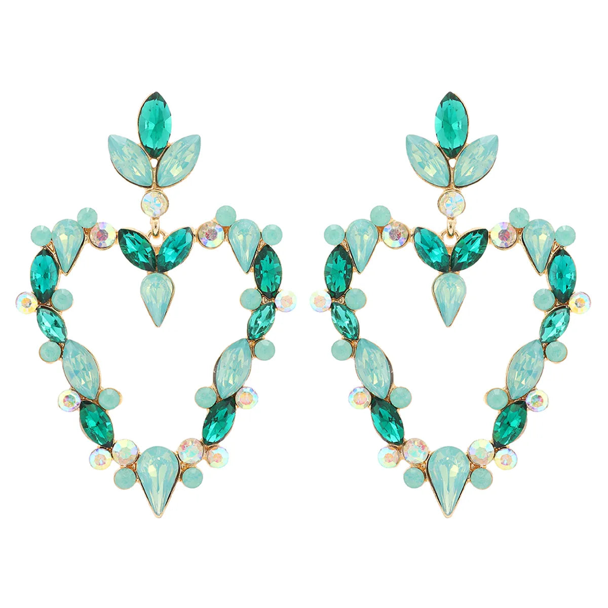 Wholesale Jewelry Exaggerated Luxurious Romantic Heart Shape Zinc Alloy Rhinestones Plating Inlay Drop Earrings