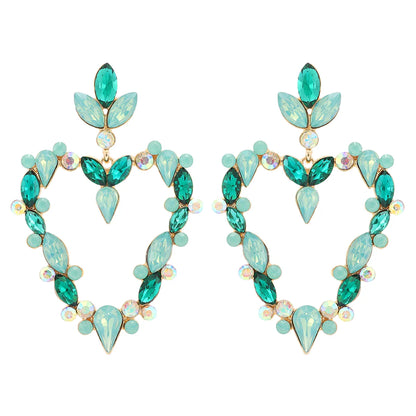 Wholesale Jewelry Exaggerated Luxurious Romantic Heart Shape Zinc Alloy Rhinestones Plating Inlay Drop Earrings