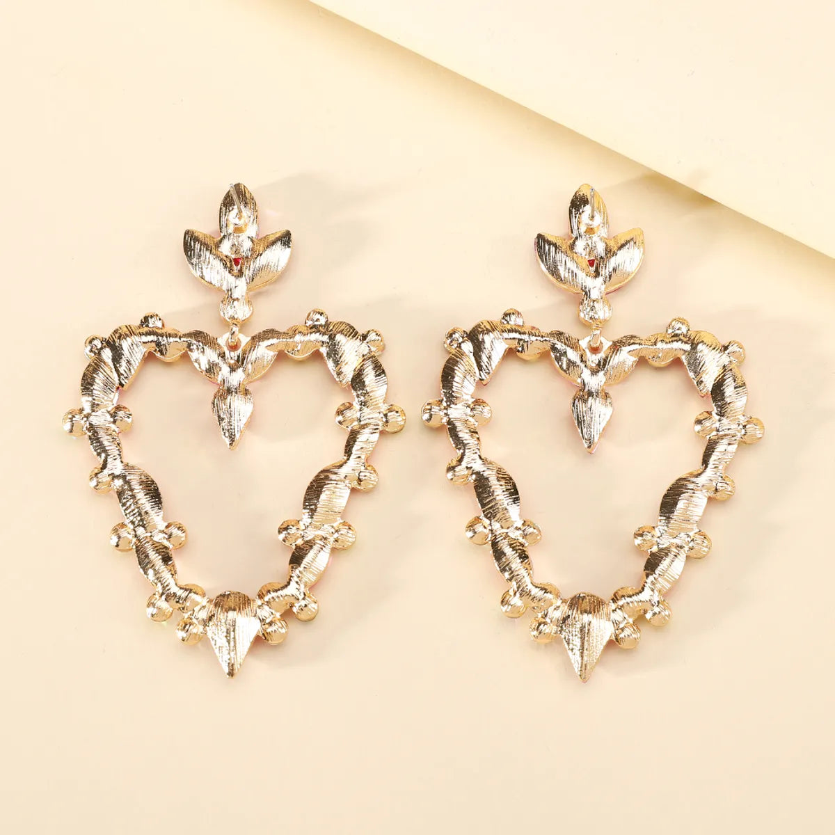 Wholesale Jewelry Exaggerated Luxurious Romantic Heart Shape Zinc Alloy Rhinestones Plating Inlay Drop Earrings