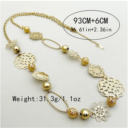 Wholesale Jewelry Exaggerated Modern Style Artistic Flower 304 Stainless Steel 14K Gold Plated Patchwork Plating Hollow Out Long Necklace