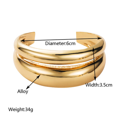 Wholesale Jewelry Exaggerated Rock Solid Color Alloy Gold Plated Silver Plated Plating Bangle