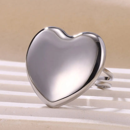 Wholesale Jewelry Exaggerated Romantic Simple Style Heart Shape 304 Stainless Steel Open Rings