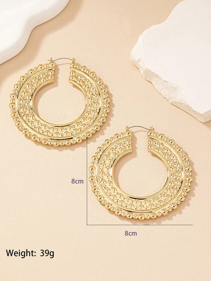 1 Pair Exaggerated Round Plating Alloy Gold Plated Ear Studs