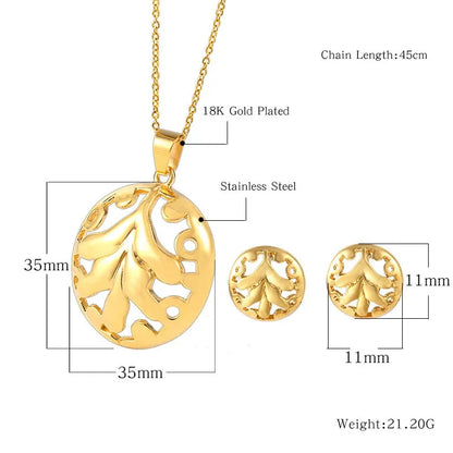 Wholesale Jewelry Exaggerated Simple Style Leaf 304 Stainless Steel 18K Gold Plated Irregular Earrings Necklace