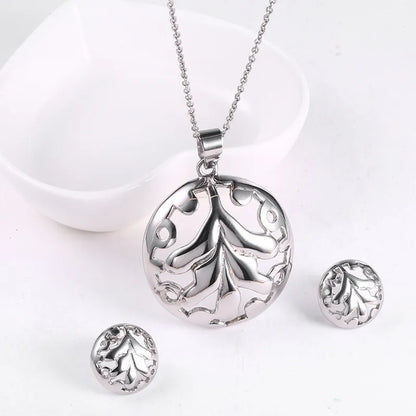 Wholesale Jewelry Exaggerated Simple Style Leaf 304 Stainless Steel 18K Gold Plated Irregular Earrings Necklace