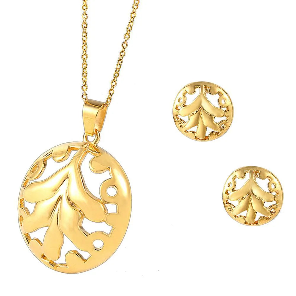 Wholesale Jewelry Exaggerated Simple Style Leaf 304 Stainless Steel 18K Gold Plated Irregular Earrings Necklace