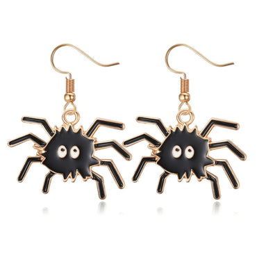 Wholesale Jewelry Exaggerated Simple Style Pumpkin Spider Web Skull Alloy Spray Paint Plating Ear Hook