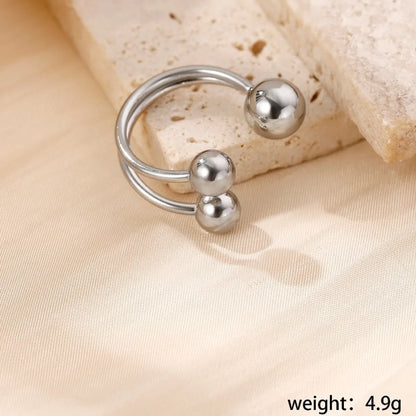 Wholesale Jewelry Exaggerated Simple Style Solid Color Geometric Ball Wings 304 Stainless Steel Open Rings