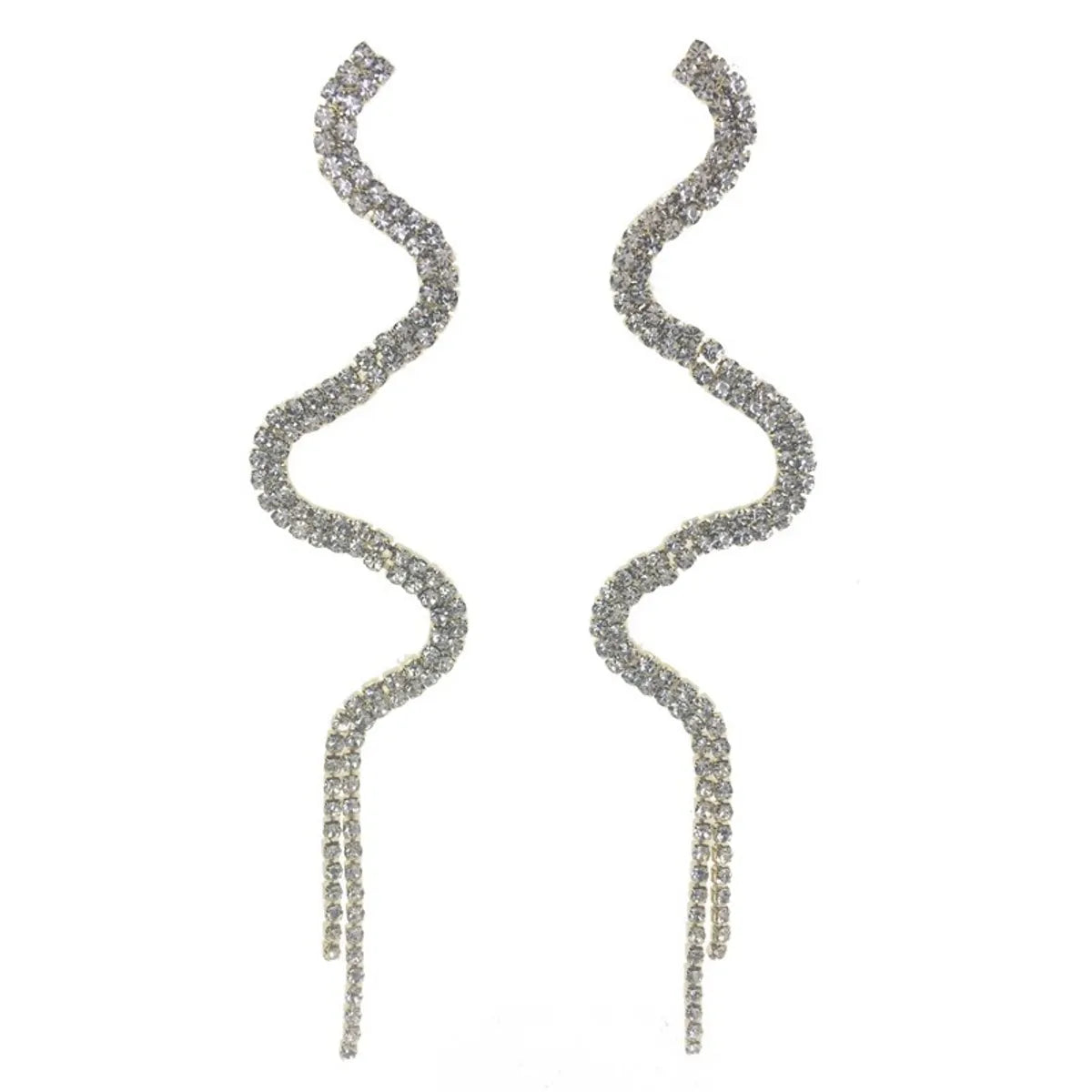 Wholesale Jewelry Exaggerated Simple Style Solid Color Snake Alloy Rhinestones Inlay Drop Earrings