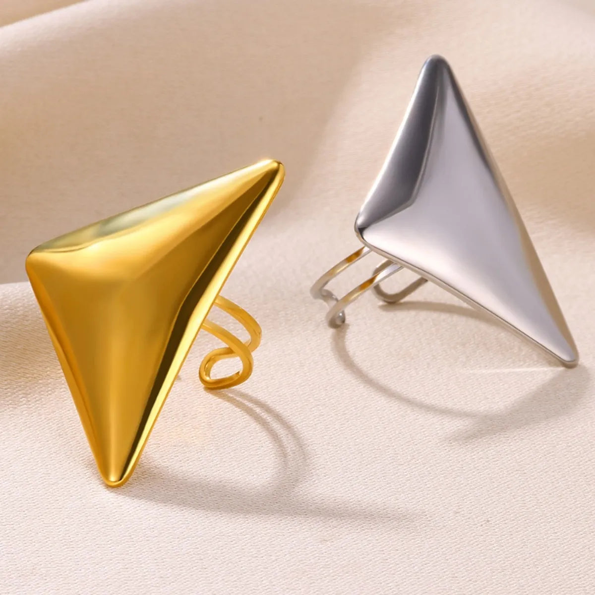 Wholesale Jewelry Exaggerated Simple Style Triangle 304 Stainless Steel Rings