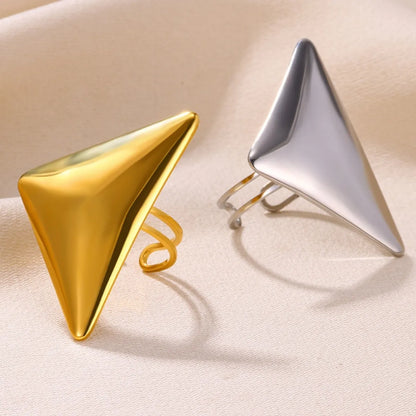 Wholesale Jewelry Exaggerated Simple Style Triangle 304 Stainless Steel Rings