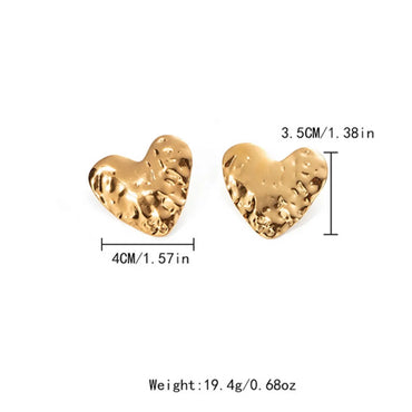 Wholesale Jewelry Exaggerated Sweet Simple Style Heart Shape 304 Stainless Steel 14K Gold Plated Plating Rings Earrings Jewelry Set