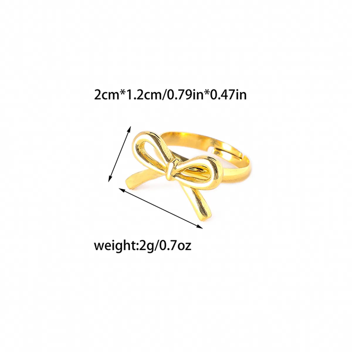 Wholesale Jewelry Fairy Style Cute Sweet Bow Knot 304 Stainless Steel 14K Gold Plated Open Rings