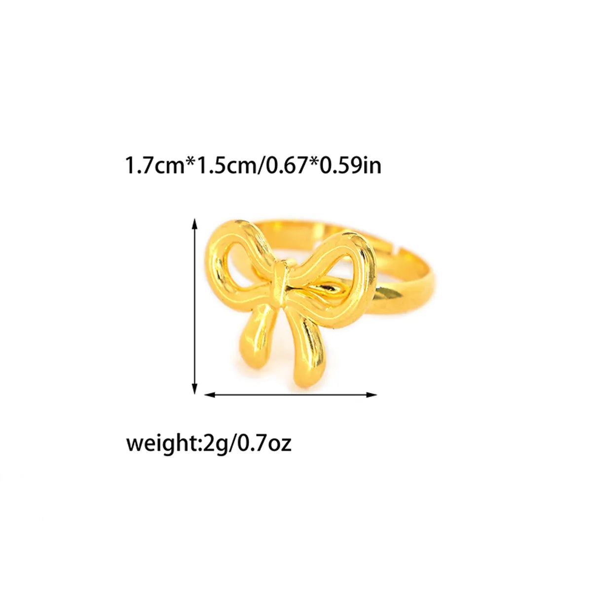 Wholesale Jewelry Fairy Style Cute Sweet Bow Knot 304 Stainless Steel 14K Gold Plated Open Rings