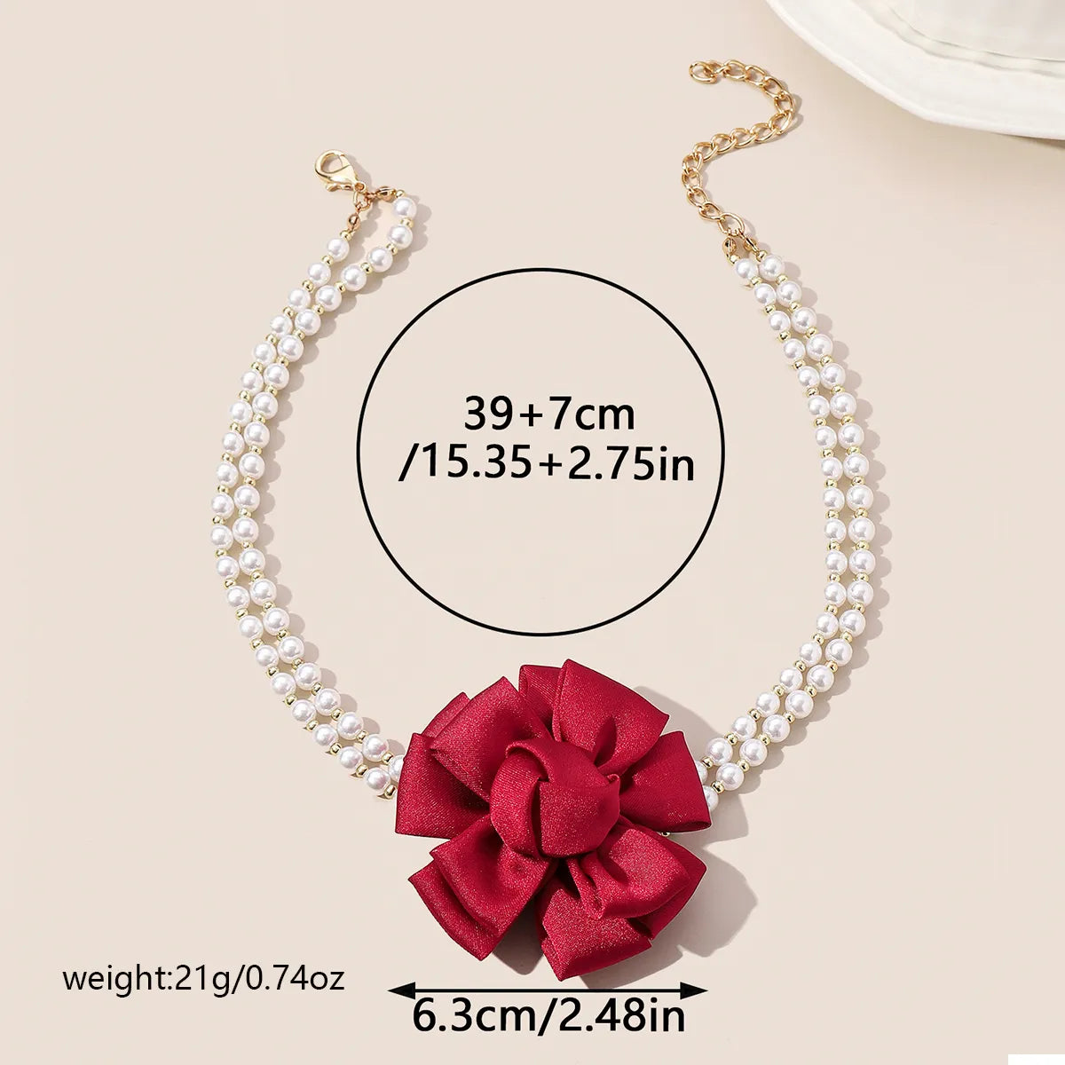 Wholesale Jewelry Fairy Style Elegant Sweet Rose Artificial Pearl Cloth Choker