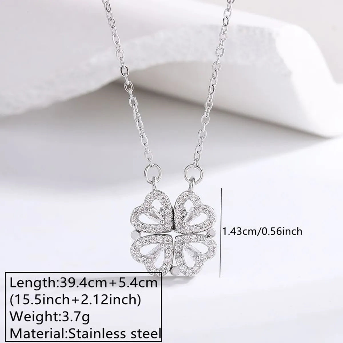 Wholesale Jewelry Fairy Style Luxurious Shiny Heart Shape 304 Stainless Steel Artificial Rhinestones 18K Gold Plated Plating Pendant Necklace