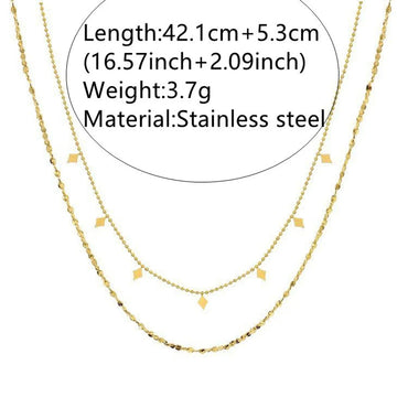 Wholesale Jewelry Fairy Style Sweet Simple Style Geometric 304 Stainless Steel 18K Gold Plated Plating Double Layer Necklaces