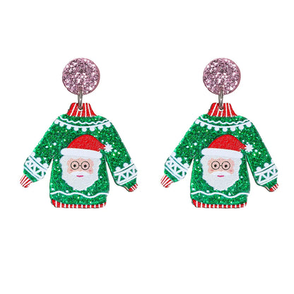 1 Pair Fashion Christmas Tree Santa Claus Arylic No Inlaid Earrings