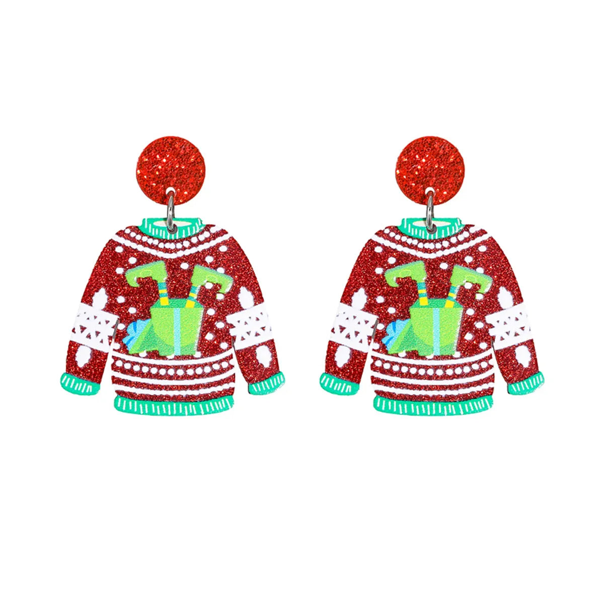 1 Pair Fashion Christmas Tree Santa Claus Arylic No Inlaid Earrings