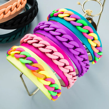 Wholesale Jewelry Fashion Pastoral Style Wide-Sided Color Chain Hairband Nihaojewelry