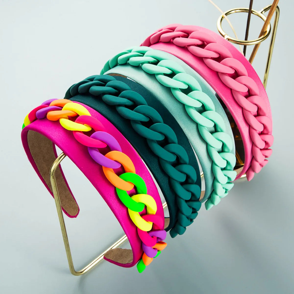 Wholesale Jewelry Fashion Pastoral Style Wide-Sided Color Chain Hairband Nihaojewelry