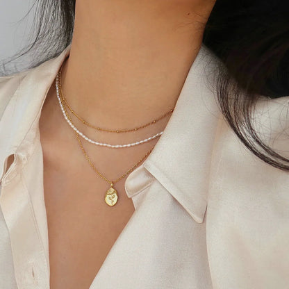 Rose Titanium Steel 18k Gold Plated Necklace