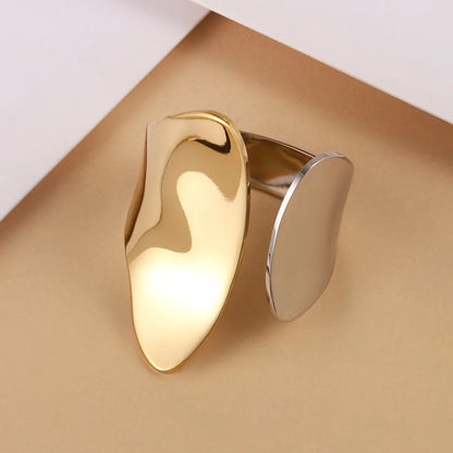 Wholesale Jewelry French Style Color Block 304 Stainless Steel 14K Gold Plated Open Rings