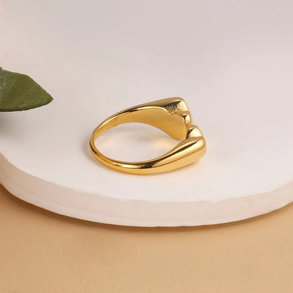 Wholesale Jewelry French Style Heart Shape 304 Stainless Steel 14K Gold Plated Open Rings