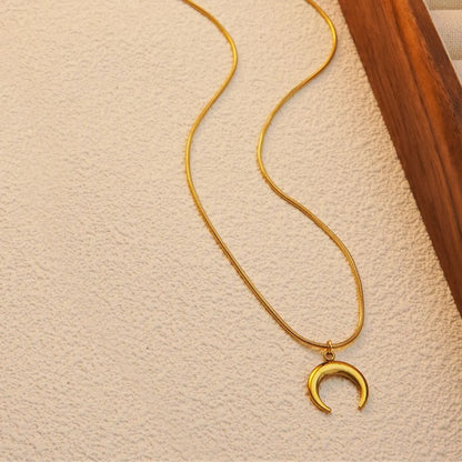 Wholesale Jewelry French Style Simple Style Classic Style Moon 304 Stainless Steel 18K Gold Plated Plating Pendant Necklace