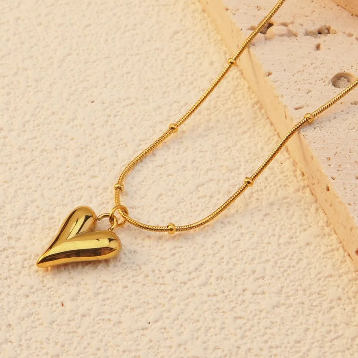 Wholesale Jewelry French Style Simple Style Commute Heart Shape 304 Stainless Steel 18K Gold Plated Pendant Necklace