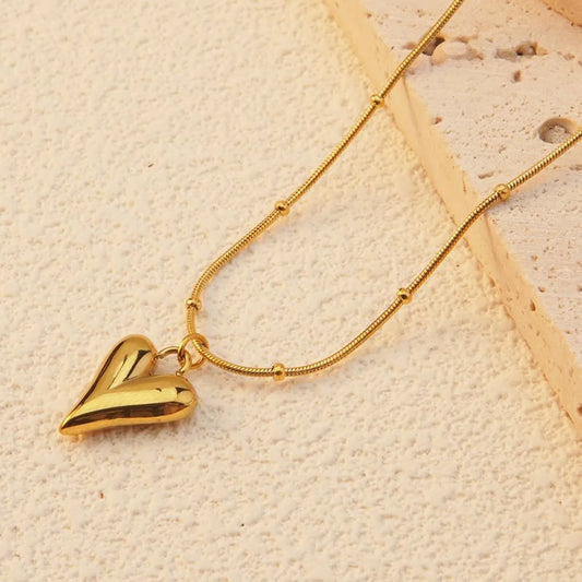 Wholesale Jewelry French Style Simple Style Commute Heart Shape 304 Stainless Steel 18K Gold Plated Pendant Necklace