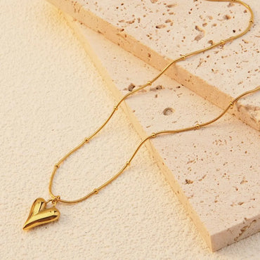 Wholesale Jewelry French Style Simple Style Commute Heart Shape 304 Stainless Steel 18K Gold Plated Pendant Necklace