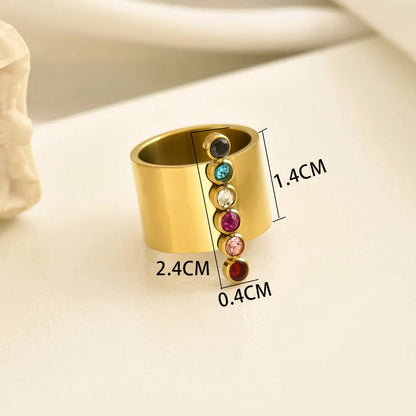 Wholesale Jewelry French Style Simple Style Multicolor Simple 304 Stainless Steel Zircon Polishing Inlay Rings