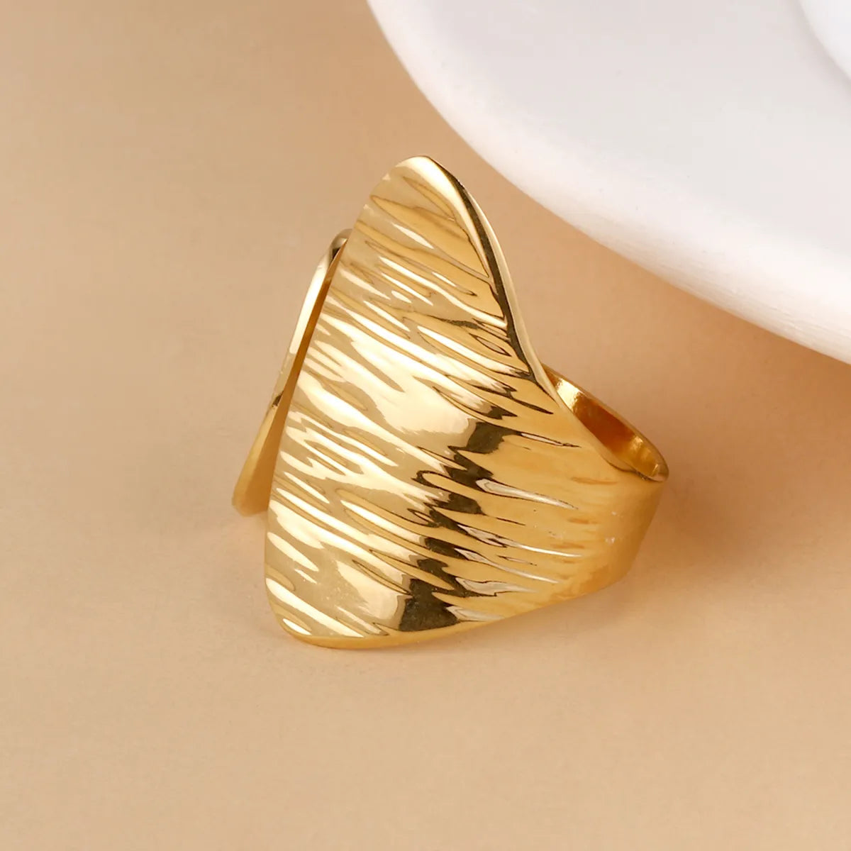 Wholesale Jewelry French Style Solid Color 304 Stainless Steel 14K Gold Plated Open Rings