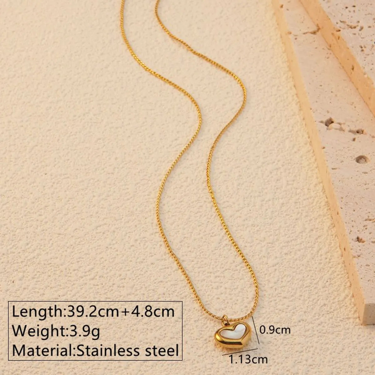 Wholesale Jewelry French Style Sweet Classic Style Heart Shape 304 Stainless Steel Shell 18K Gold Plated Plating Inlay Ear Studs Necklace Jewelry Set