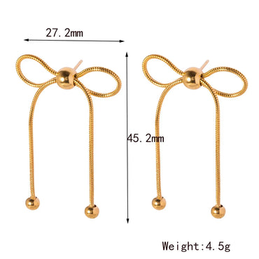 Wholesale Jewelry French Style Sweet Commute Bow Knot 304 Stainless Steel 18K Gold Plated Plating Chain Rings Earrings Necklace