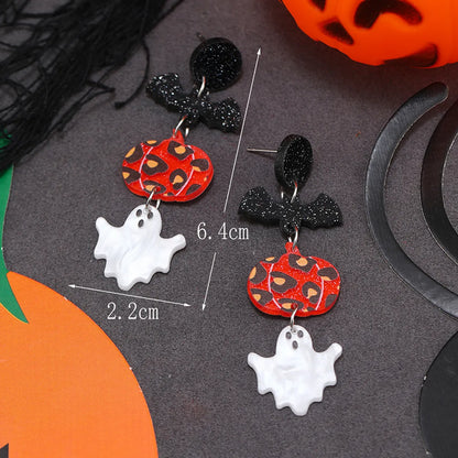 1 Pair Funny Bat Printing Arylic Drop Earrings