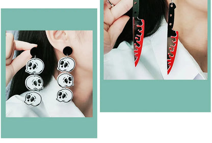 Wholesale Jewelry Funny Blade Skull Arylic Drop Earrings