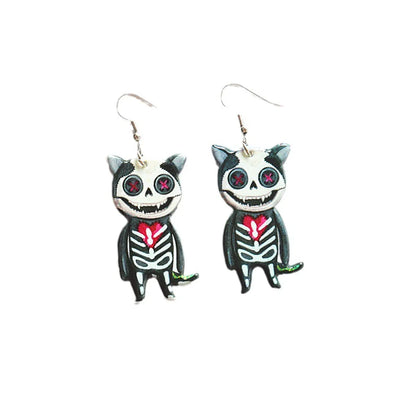 Wholesale Jewelry Funny Cartoon Character Skull Arylic Printing Drop Earrings