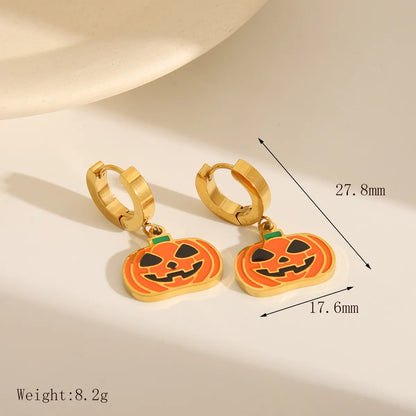 Wholesale Jewelry Funny Classic Style Pumpkin Bat 304 Stainless Steel Acrylic Artificial Pearls 18K Gold Plated Epoxy Plating Bracelets Earrings Necklace