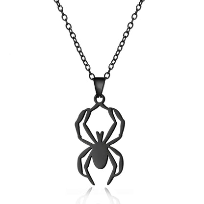 Wholesale Jewelry Funny Pumpkin Ghost Spider 201 Stainless Steel Asymmetrical Hollow Out Pendant Necklace