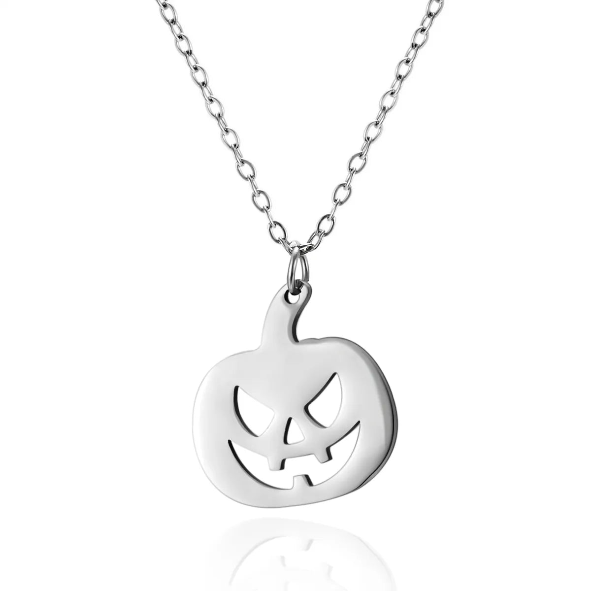 Wholesale Jewelry Funny Pumpkin Ghost Spider 201 Stainless Steel Asymmetrical Hollow Out Pendant Necklace