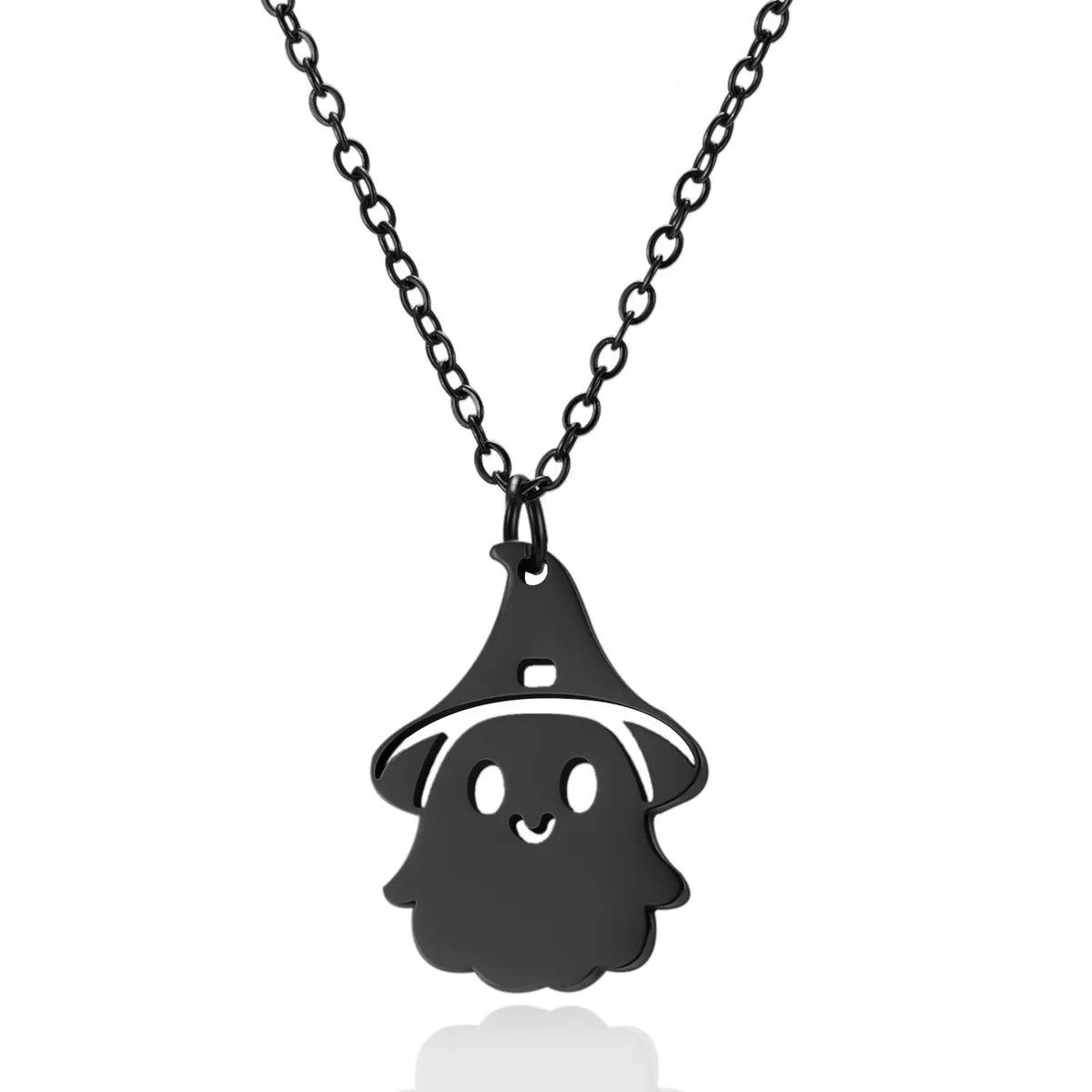 Wholesale Jewelry Funny Pumpkin Ghost Spider 201 Stainless Steel Asymmetrical Hollow Out Pendant Necklace