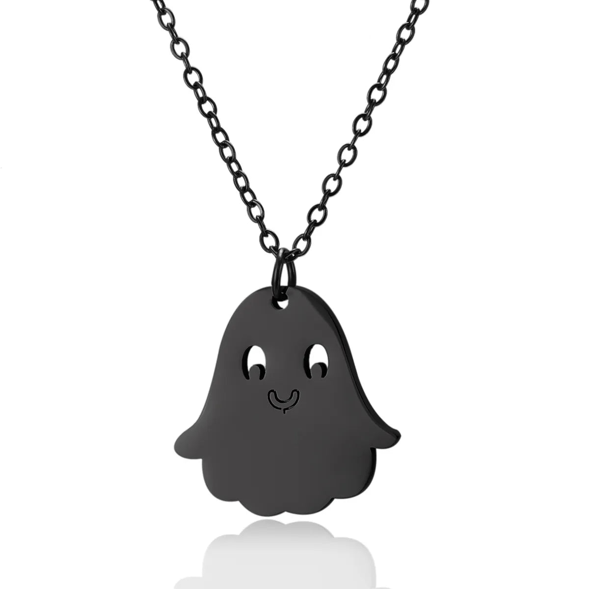 Wholesale Jewelry Funny Pumpkin Ghost Spider 201 Stainless Steel Asymmetrical Hollow Out Pendant Necklace